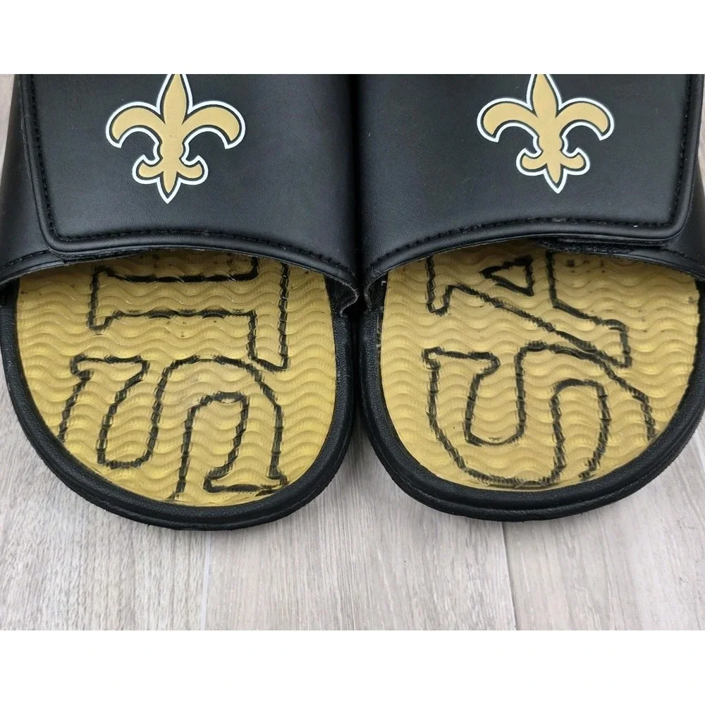 Foco New Orleans Saints Wordmark Gel Mens XL 13/14 Slip On Slide Sandals NFL